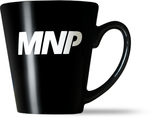 MNP black coffee mug