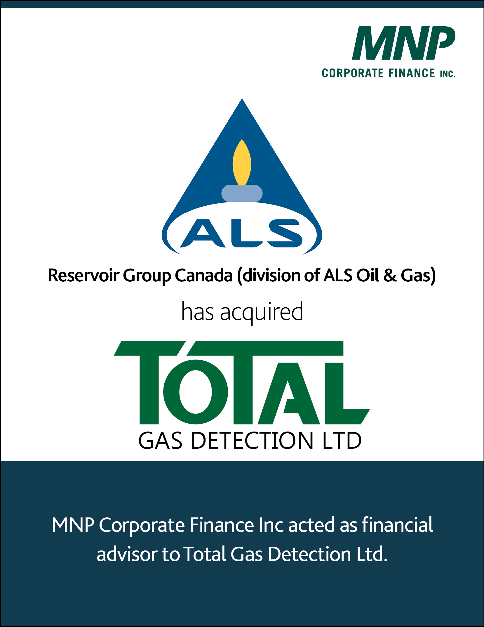 Reservoir Group Canada (division of ALS Oil & Gas) has acquired Total Gas Detection Ltd.