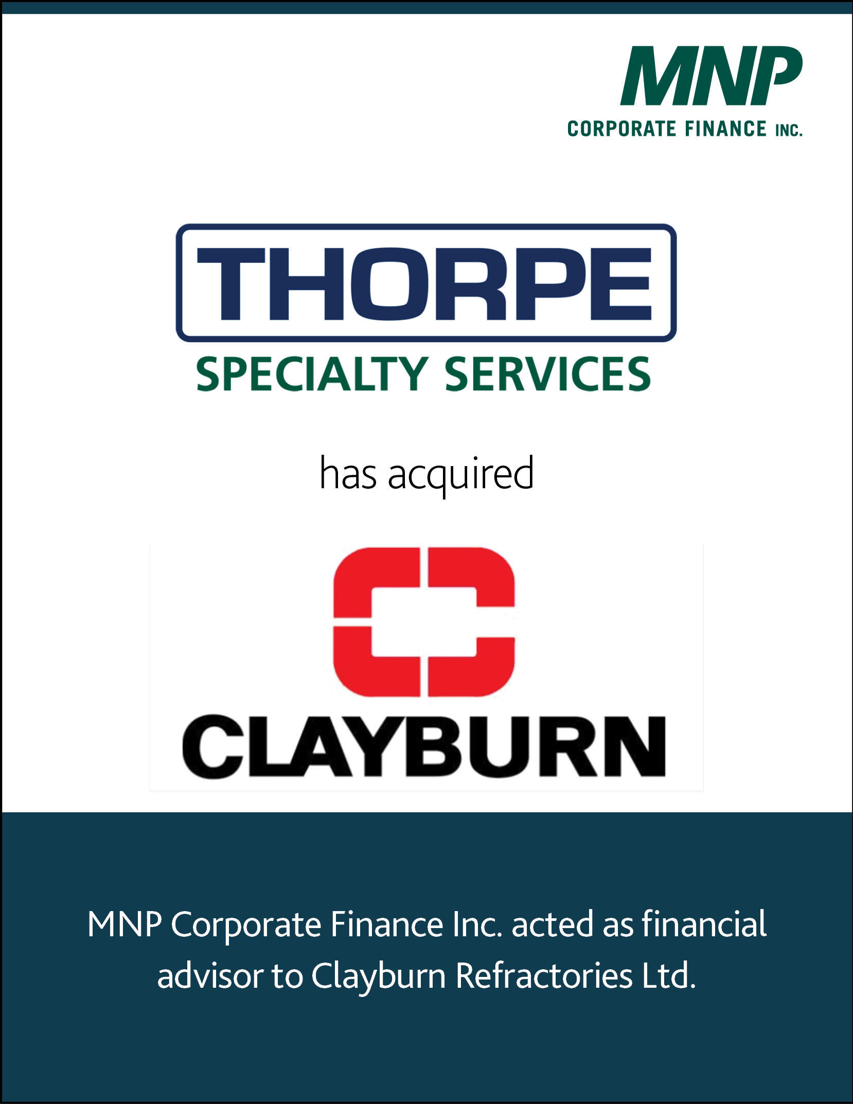 Thorpe Specialty Services has acquired Clayburn.