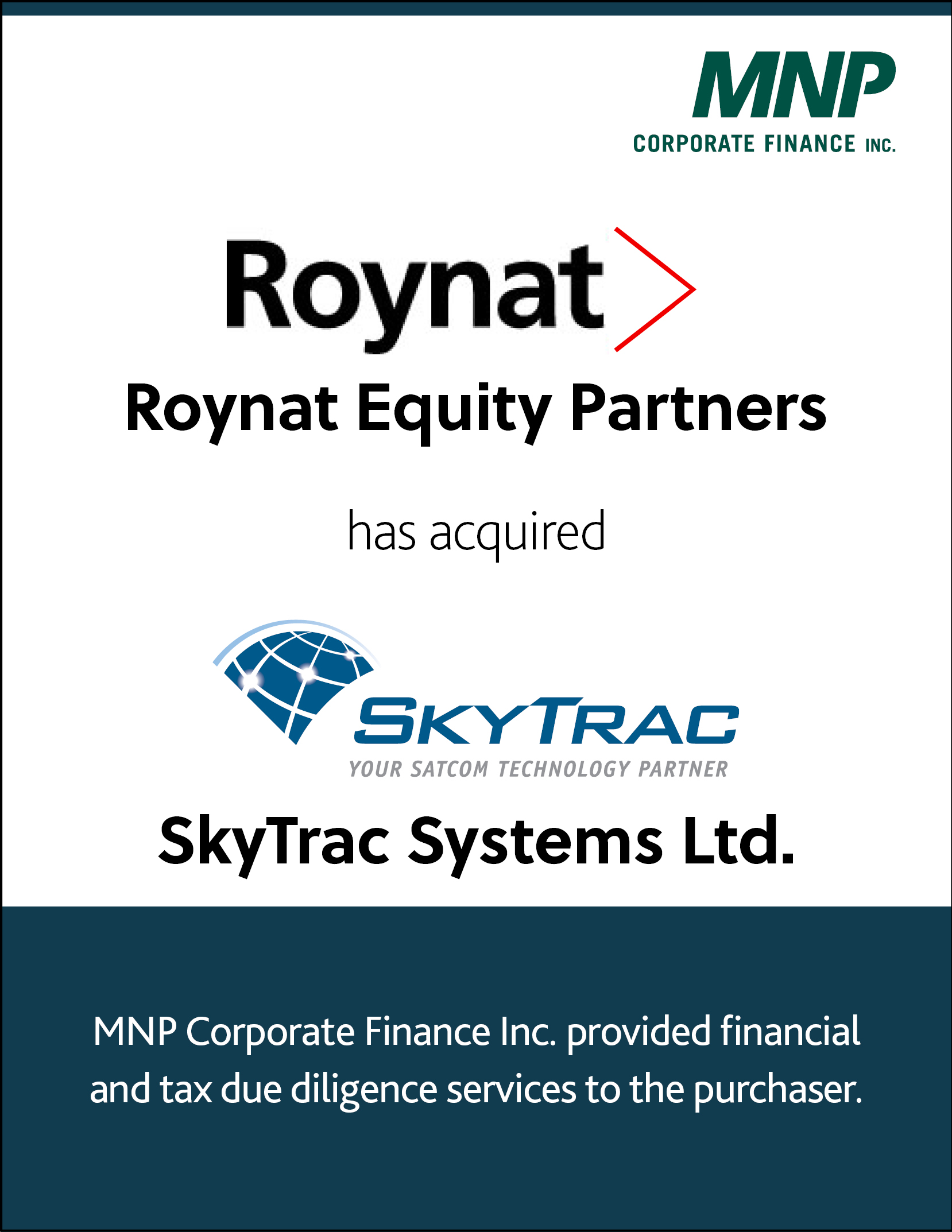 Roynat Equity Partners has acquired SkyTrac Systems Ltd.