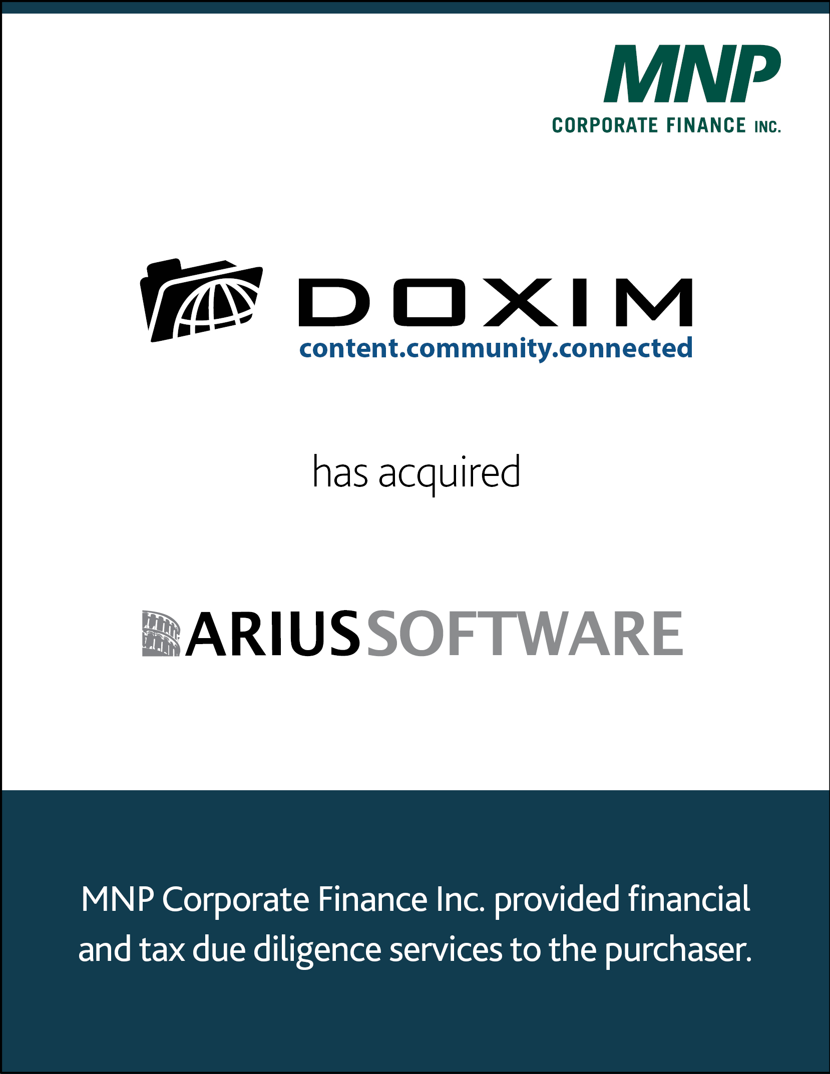 Doxim has acquired Arius Software