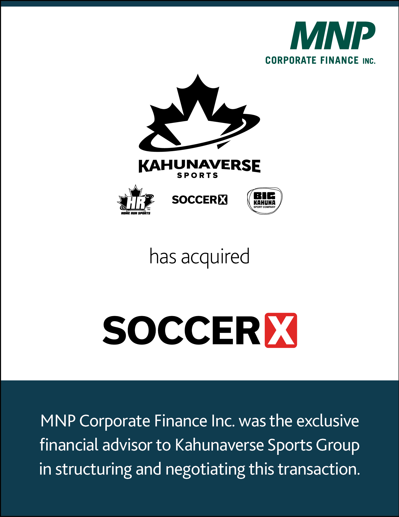 Kahunaverse Sports Group has acquired Soccer Express Trading Corp.