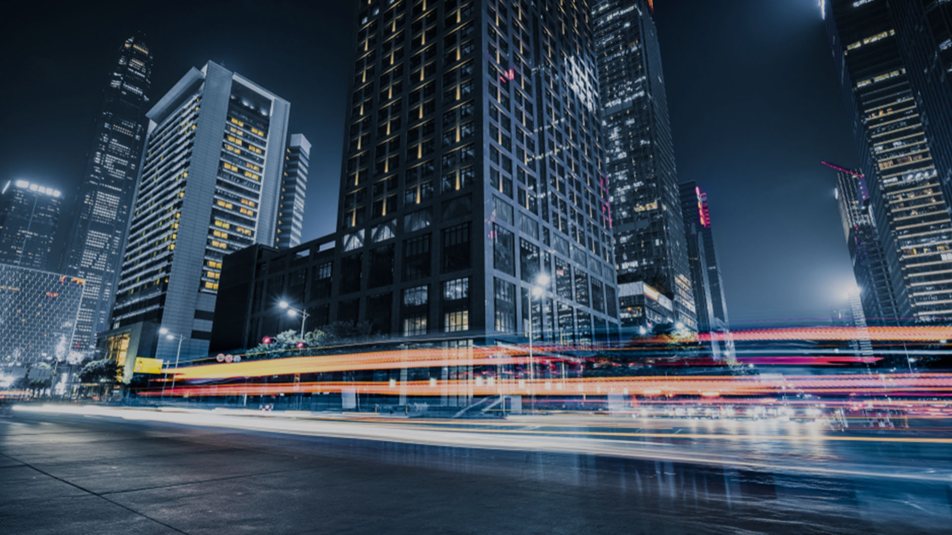 Lights Through Downtown Downtown at night